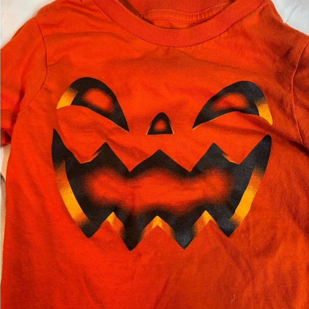 The Children's Place Orange Jack-O'-Lantern pumpkin Long Sleeve Tee 18-24 months